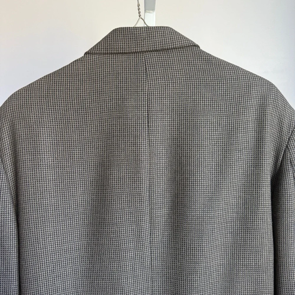 VTG Oscar de la Renta 40L 100% Wool Houndstooth Blazer Jacket‎ Made in Colombia